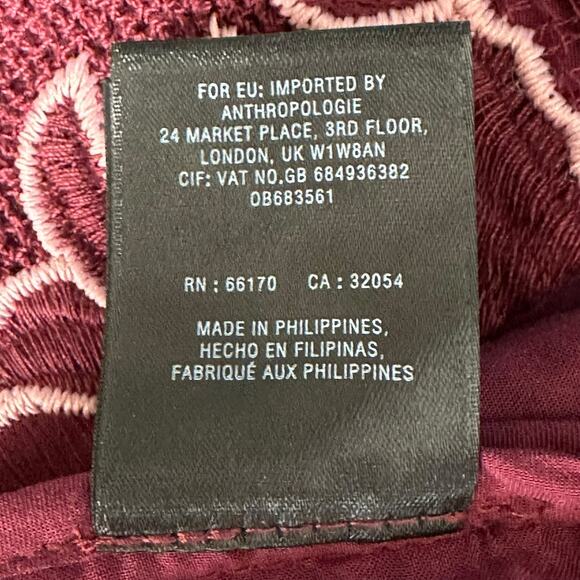 Moulinette Soeurs Anthropologie Dress Womens 6P Burgundy Ariana Lace Cocktail - Picture 9 of 9